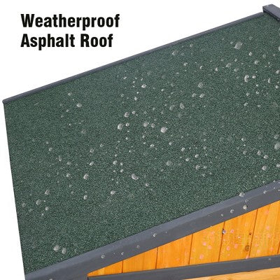 Medinis dviskyltis šuns namelis su terasa ir atidaromu stogu