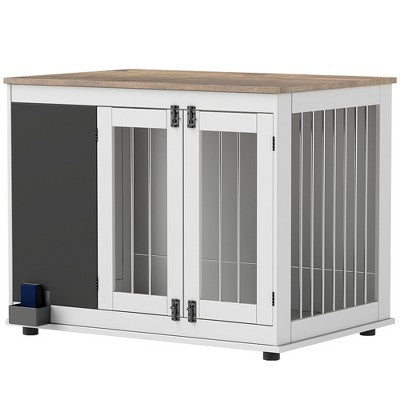 Balta šuns narvo spintelė–stalas su trimis durimis